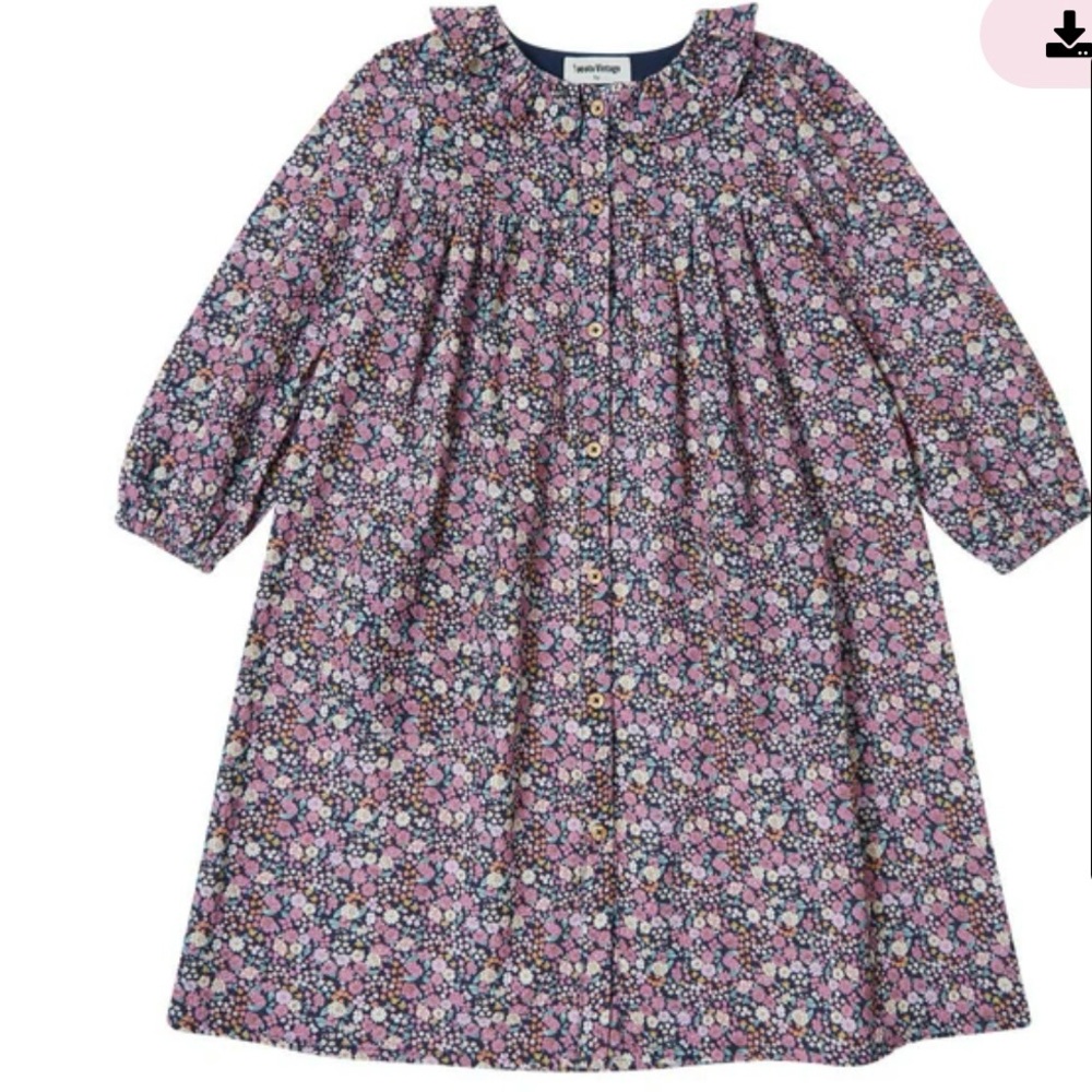 Tocoto Vintage Navy Floral Button-Down Dress